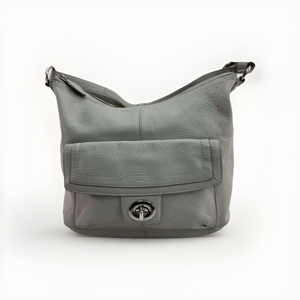 COACH Gray Penelope Pebble Leather Hobo Convertible Shoulder Bag 19045